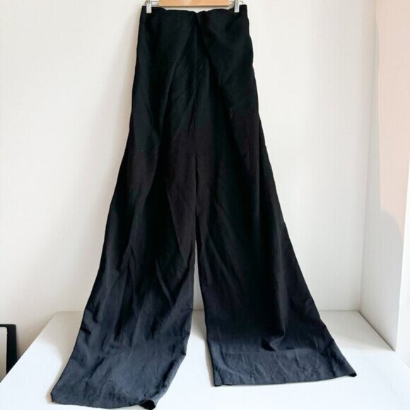 Zara Black Linen blend Super Wide Leg Strapless Jumpsuit  Blogger S - Picture 8 of 10